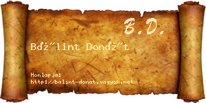 Bálint Donát névjegykártya